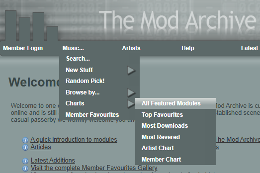 The front page of ModArchive.