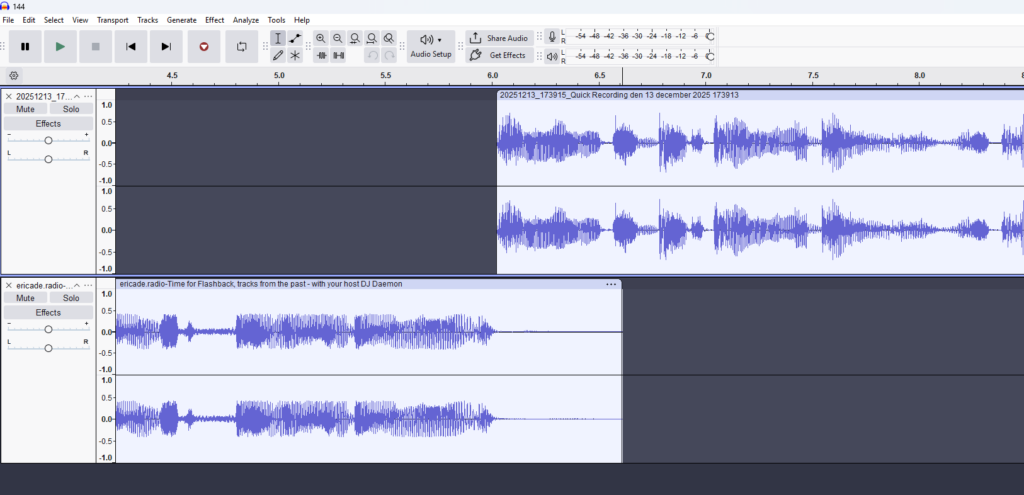 Audacity's main interface.